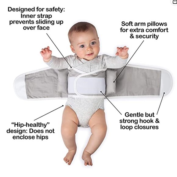 Anna & Eve - Baby Swaddle Strap, Adjustable Arms Only Wrap for Safe Sleeping - S - Picture 3 of 4